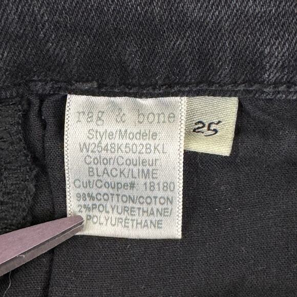 Rag & Bone Jeans Women's 25 Black Green Tuxedo Stripe Black Lime Pants READ - Picture 5 of 12